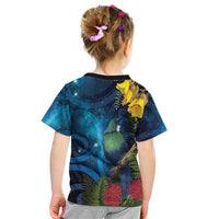 Tui Bird New Zealand Starry Sky Kid T Shirt Maori Koru