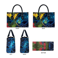 Tui Bird New Zealand Starry Sky Leather Bag Maori Koru