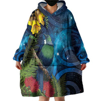 Tui Bird New Zealand Starry Sky Wearable Blanket Hoodie Maori Koru