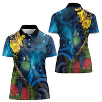 Tui Bird New Zealand Starry Sky Women Polo Shirt Maori Koru