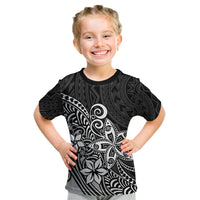 Polynesia Kid T Shirt Plumeria Black Curves LT7 Black - Polynesian Pride