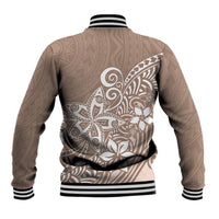 Polynesia Baseball Jacket Plumeria Beige Curves LT7 - Polynesian Pride