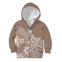 Polynesia Kid Hoodie Plumeria Beige Curves LT7 Zip Hoodie Beige - Polynesian Pride