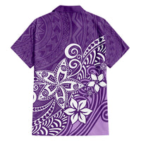 Hawaii Family Matching Outfits Polynesia Off Shoulder Long Sleeve Dress And Shirt Family Set Clothes Plumeria Purple Curves LT7