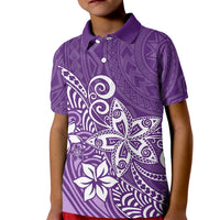 Polynesia Kid Polo Shirt Plumeria Purple Curves LT7 Kid Purple - Polynesian Pride