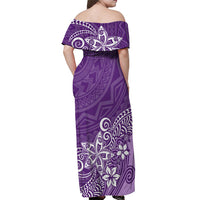 Polynesia Off Shoulder Maxi Dress Plumeria Purple Curves LT7 - Polynesian Pride