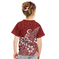 Polynesia Kid T Shirt Plumeria Red Curves LT7 - Polynesian Pride