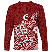 Polynesia Long Sleeve Shirt Plumeria Red Curves LT7 - Polynesian Pride