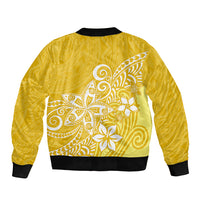 Polynesia Bomber Jacket Plumeria Yellow Curves LT7 - Polynesian Pride
