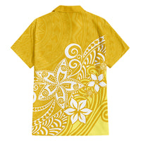 Hawaii Family Matching Outfits Polynesia Off Shoulder Maxi Dress And Shirt Family Set Clothes Plumeria Yellow Curves LT7