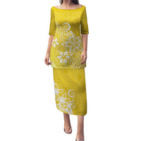 Polynesia Puletasi Plumeria Yellow Curves LT7 Long Dress Yellow - Polynesian Pride