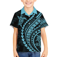 Hawaii Family Matching Outfits - Polynesian Pride Summer Maxi Dress and Shirt Turtle Hibiscus Luxury Style Aquamarine LT7