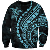 Polynesian Pride Sweatshirt Turtle Hibiscus Luxury Style - Aquamarine LT7 Unisex Aquamarine - Polynesian Pride