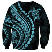 Polynesian Pride Sweatshirt Turtle Hibiscus Luxury Style - Aquamarine LT7 - Polynesian Pride