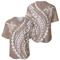 Polynesian Pride Baseball Jersey Turtle Hibiscus Luxury Style - Beige LT7 - Polynesian Pride