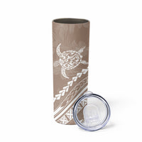 Polynesian Pride Skinny Tumbler Turtle Hibiscus Luxury Style - Beige