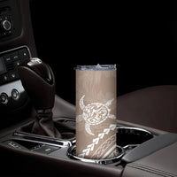 Polynesian Pride Skinny Tumbler Turtle Hibiscus Luxury Style - Beige