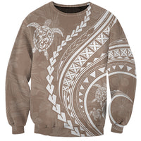 Polynesian Pride Sweatshirt Turtle Hibiscus Luxury Style - Beige LT7 Unisex Beige - Polynesian Pride