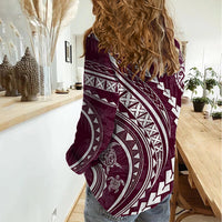 Polynesian Pride Women Casual Shirt Turtle Hibiscus Luxury Style - Champagne LT7 - Polynesian Pride