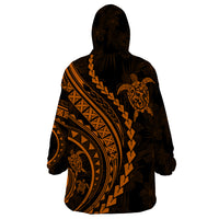 Polynesian Pride Wearable Blanket Hoodie Turtle Hibiscus Luxury Style - Orange LT7 - Polynesian Pride