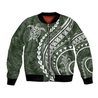 Polynesian Pride Bomber Jacket Turtle Hibiscus Luxury Style - Sage LT7 Unisex Sage - Polynesian Pride