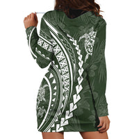 Polynesian Pride Hoodie Dress Turtle Hibiscus Luxury Style - Sage LT7 - Polynesian Pride