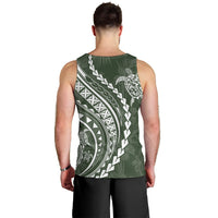 Polynesian Pride Men Tank Top Turtle Hibiscus Luxury Style - Sage LT7 - Polynesian Pride