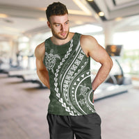 Polynesian Pride Men Tank Top Turtle Hibiscus Luxury Style - Sage LT7 - Polynesian Pride