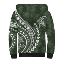 Polynesian Pride Sherpa Hoodie Turtle Hibiscus Luxury Style - Sage LT7 - Polynesian Pride