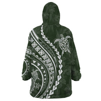Polynesian Pride Wearable Blanket Hoodie Turtle Hibiscus Luxury Style - Sage LT7 - Polynesian Pride