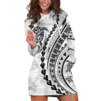 Polynesian Pride Hoodie Dress Turtle Hibiscus Luxury Style - White LT7 White - Polynesian Pride