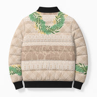 Hawai'i Paniolo Maile Twisted Lei Bomber Puffer Jacket Almond Brown LT7 - Polynesian Pride