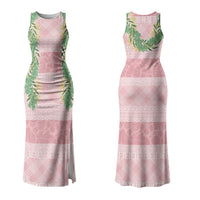 Hawai'i Paniolo Maile Twisted Lei Couples Matching Tank Maxi Dress and Long Sleeve Button Shirt Dusty Rose LT7 - Polynesian Pride