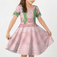 Hawai'i Paniolo Maile Twisted Lei Kid Short Sleeve Dress Dusty Rose LT7 KID Dusty Rose - Polynesian Pride