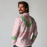 Hawai'i Paniolo Maile Twisted Lei Long Sleeve Polo Shirt Dusty Rose LT7 - Polynesian Pride