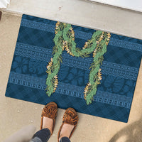 Hawai'i Paniolo Maile Twisted Lei Rubber Doormat Cobalt Blue LT7 - Polynesian Pride