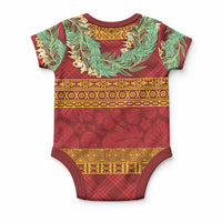 Hawai'i Paniolo Maile Twisted Lei Baby Onesie Hilo Royal Red