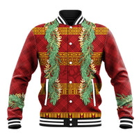 Hawai'i Paniolo Maile Twisted Lei Baseball Jacket Hilo Royal Red LT7 Unisex Red - Polynesian Pride