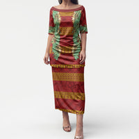 Hawai'i Paniolo Maile Twisted Lei Puletasi Hilo Royal Red LT7 Long Dress Red - Polynesian Pride