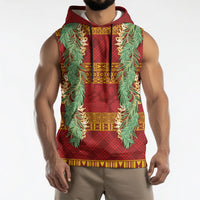Hawai'i Paniolo Maile Twisted Lei Sleeveless Hoodie Hilo Royal Red LT7 - Polynesian Pride