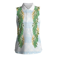 Hawai'i Paniolo Maile Twisted Lei Women Sleeveless Polo Shirt Winter White LT7 Female White - Polynesian Pride
