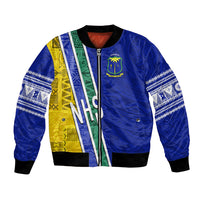 Personalised Fiji Natabua High School Bomber Jacket Kaviti Tapa Mix Colors Proud NHS LT7 Unisex Blue - Polynesian Pride