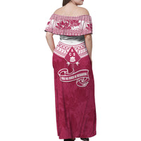 Personalised Fiji Adi Cakobau School Family Matching Off Shoulder Maxi Dress and Hawaiian Shirt ACS Old Girls Lotus Mix Masi LT7 - Polynesian Pride