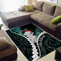 New Zealand Personalised Area Rug Meri Kirihimete Kowhaiwhai Mix Paua Shell - Emerald LT7 - Polynesian Pride