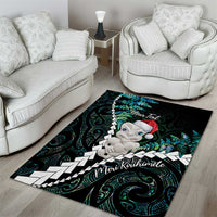 New Zealand Personalised Area Rug Meri Kirihimete Kowhaiwhai Mix Paua Shell - Emerald LT7 - Polynesian Pride