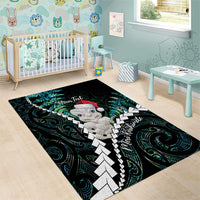 New Zealand Personalised Area Rug Meri Kirihimete Kowhaiwhai Mix Paua Shell - Emerald LT7 - Polynesian Pride