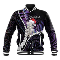 New Zealand Personalised Baseball Jacket Meri Kirihimete Kowhaiwhai Mix Paua Shell - Amethys
