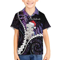 New Zealand Personalised Family Matching Summer Maxi Dress and Hawaiian Shirt Meri Kirihimete Kowhaiwhai Mix Paua Shell - Amethys