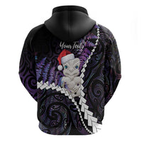 New Zealand Personalised Hoodie Meri Kirihimete Kowhaiwhai Mix Paua Shell - Amethys