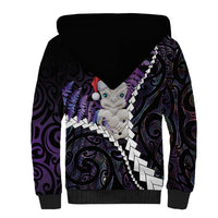 New Zealand Personalised Sherpa Hoodie Meri Kirihimete Kowhaiwhai Mix Paua Shell - Amethys